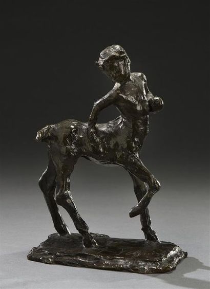 Alexandre FALGUIERE (1831-1900) The little centaur turning around Bronze
test with...