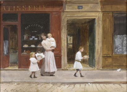 Victor Gabriel GILBERT (1847-1935) Devant la pâtisserie
Aquarelle et rehauts de gouache...