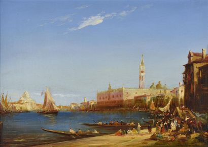 Alfred BACHMANN (1863-1956) Venice
Oil on canvas, signed below right
H. 33 cm L....