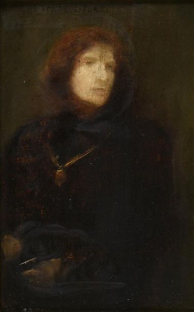 Charles Sprague PEARCE (1851-1914) Portrait présumé de Sarah Bernard
Huile sur panneau,...