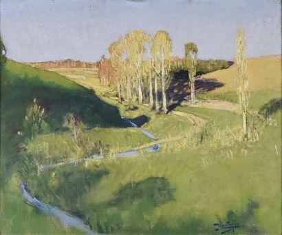 Pierre-Eugène MONTÉZIN (1874-1946) Paysage au ruisseau
Huile sur toile, signée en...