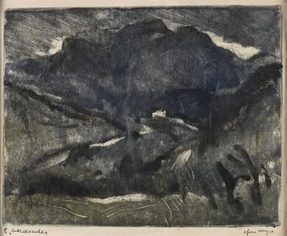 Pierre COMBET-DESCOMBES (1885-1966) Paysage de montagne
Monotype sur papier, signé...