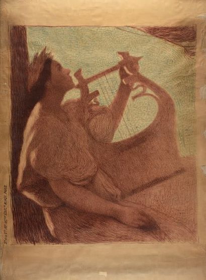 Henri MARTIN (1860-1943) Muse à la lyre. 1905.
Affiche lithographiée imprimée en...