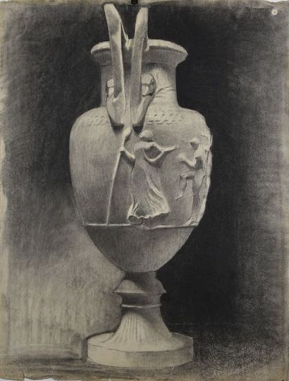 null Ecole FRANCAISE du XXe siècle Deux études de vase antique Fusains 65 x 49,5...