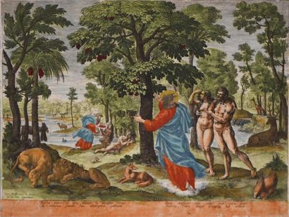 null [ADAM ET EVE. XVIe - XVIIe siècles] - Aldegrever. Adam et Eve (Bartsch 136)....