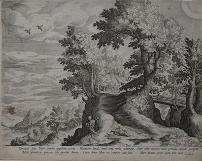 null Johann SADELER d'après Mathias BRIL (XVIe siècle) Allégorie de la Mort. Eau-forte....