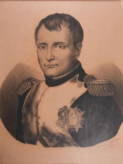 null Ecole FRANCAISE du XIXe siècle Portrait de Napoléon Dessin à la pierre noire,...