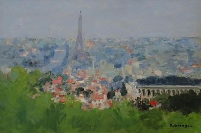 null Robert GRANGE (1901-1979) Vue sur Paris Huile sur toile, signée en bas à droite...