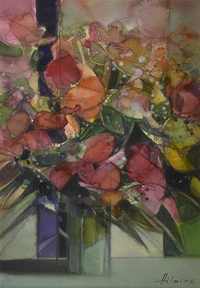 null Camille HILAIRE (1916-2004) Bouquet de fleurs Aquarelle, signée en bas à droite...