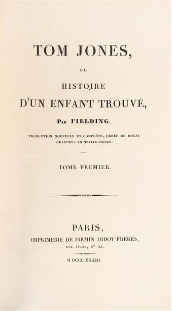 null FIELDING. Tom Jones, ou histoire d'un enfant trouvé. Paris, Firmin Didot, 1833....