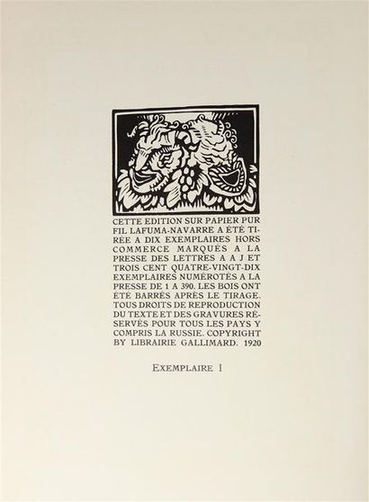 null CLAUDEL (P.). Protée. Drame satyrique en 2 actes. Paris, NRF, 1920. In-4°, demi-chagrin...