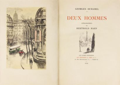 null DUHAMEL (G.). Deux hommes. Paris, Crès, « Les Livres Modernes », 1926. In-4°,...