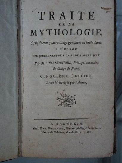null LYONNOIS (Abbé) - Traité de la mythologie Manheim, Fontaine, 1804 1 vol in-8...