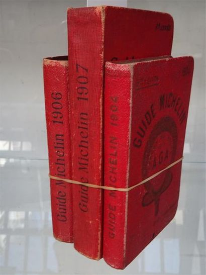 null MICHELIN Trois guides rouges 1904, 1906 et 1907 Usures