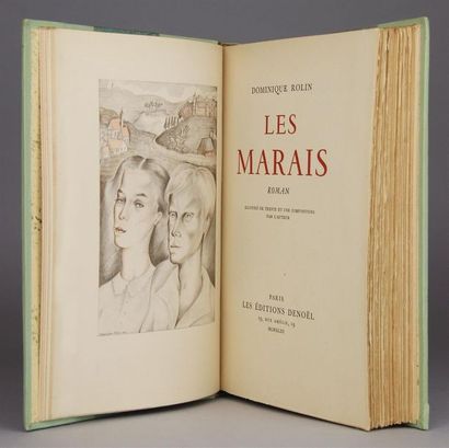 null ROLIN (D.). Les marais. Paris, Delanoël, 1943. In-8, demi-maroquin vert amande...