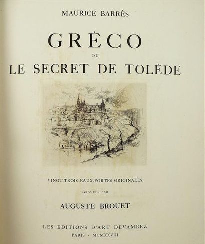 null BARRES (M.). Gréco ou le secret de Tolède. Paris, Devambez, 1928. In-4°, maroquin...