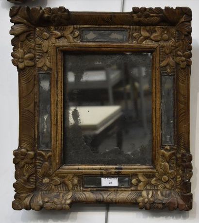 null Small mirror with wooden glazing beads moulded and carved with 18th century...