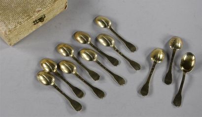null CARDEILHAC Suite of eleven plain vermeil mocha spoons Minerve Weight: 167 g...