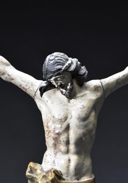 null Dead Christ in polychrome and gold carved wood, perizonium tied at the size...