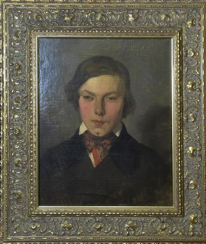 null French school of the 19th century Portrait of Rimbaud Oil on canvas titled on...