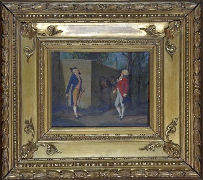 null 19th century FRENCH school - LEON*** Aristorate et démocrate Oil on panel signed...