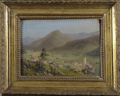 null M RACHEL***French school of the 19th-20th centuries Mountain landscapes Lot...
