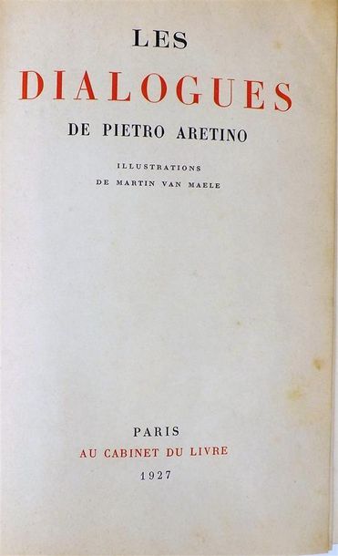 null ARETIN (Pierre L'). LES DIALOGUES. Paris, Cabinet du Livre, 1927. In-8, demi-percaline...