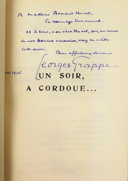 null GRAPPE (Georges). UN SOIR À CORDOUE... Paris, Albin Michel, 1926. In-12, bradel...
