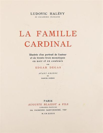 null HALÉVY (Ludovic). LA FAMILLE CARDINAL. Illustrée d'un portrait de l'auteur et...