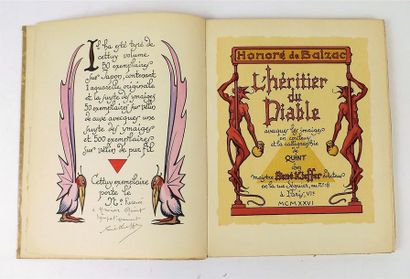 null BALZAC (Honoré de). L'HERITIER DU DIABLE. Paris, Kieffer, 1926. In-8, broché,...
