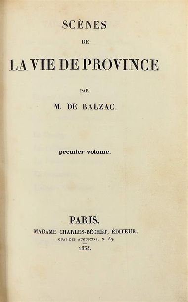 null BALZAC (H. de). EUGENIE GRANDET. Paris, Charles Béchet, 1834. In-8, demi maroquin...