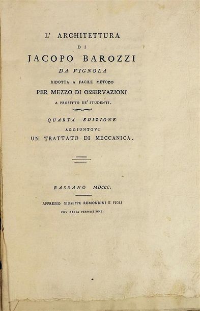 null BAROZZI (Jacopo). L'ARCHITETTURA di Jacopo Barozzi da Vignola, ridotta a fiacle...