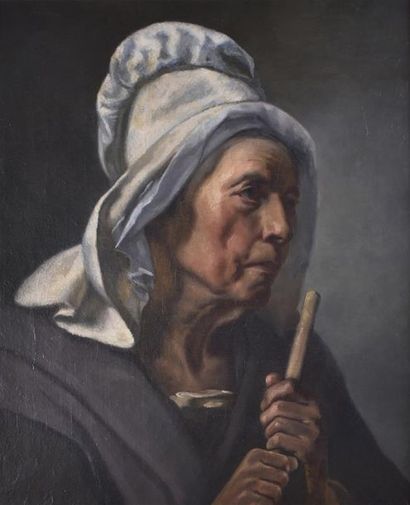  Dans le goût de Théodore Géricault (1791-1824) Portrait de vieille femme Huile sur... Gazette Drouot