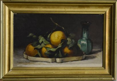 null Paul LECUIT-MONROY (1858-?) Nature morte aux oranges Huile sur panneau signée...