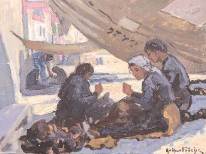 null Arthur FOACHE (1871-1967) Sous la tente Huile sur toile signée en bas à droite...