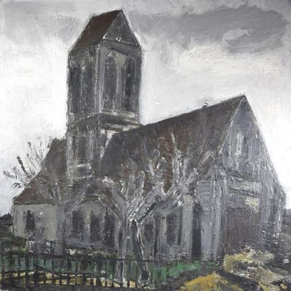 null Jacques DAUFIN (Né en 1930) L'église d'Hérouville (Val d'Oise) Huile sur toile,...