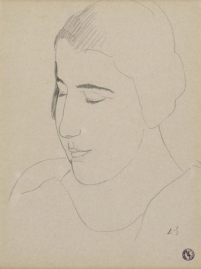 Leopold SURVAGE (1879-1968) Léopold SURVAGE (1879-1968) Portrait de jeune fille aux...