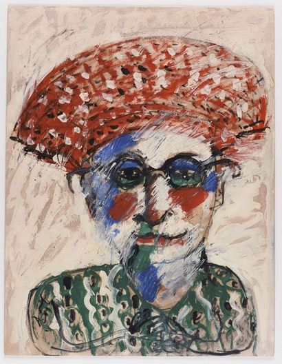 Armand AVRIL (né en 1926) Armand AVRIL (born 1926) Self-portrait with glasses Oil...