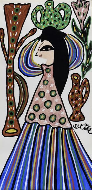 BAYA (1931-1998) BAYA (1931-1998) Woman with a Gouache jug, signed in the center...