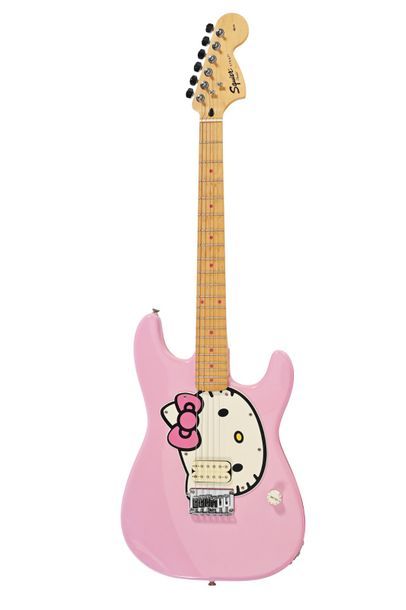 null Guitare SQUIER, modèle Hello Kitty, 1 micro rose, rose avec valise