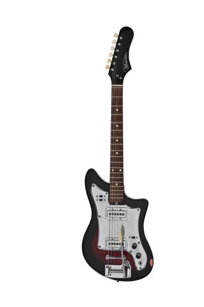 null Guitare EKO X27, Italie, 2 micros, année 1960, redburst, vernis craquelé avec...