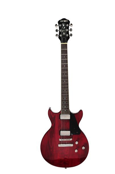  Guitare HOFNER, Allemagne, modèle Lotorama, 2 micros, manche collé, rouge naturelle...
