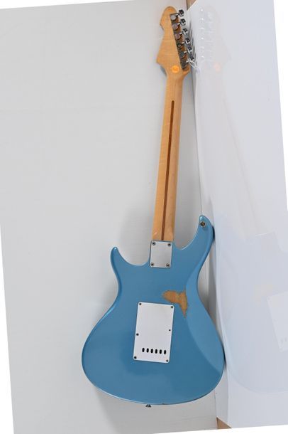  Guitare AQUARIUS Kawai original, Japon, années 1970, 3 micros, bleue métallisé avec...