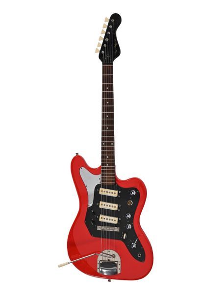 null Guitare HOPF, Allemagne, modèle Corina, années 1960, 3 micros, rouge avec h...