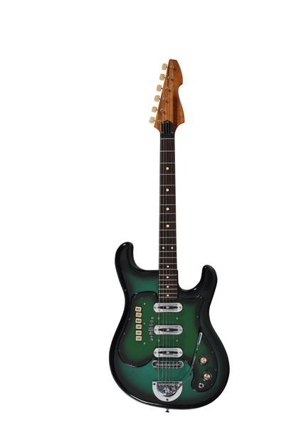  Guitare DIAMOND, vers 1960, 3 micros, verte avec housse