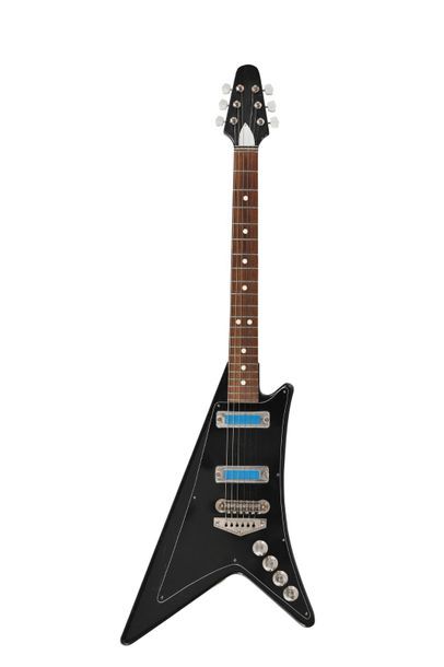 null Guitare DEFIL, Pologne, années 1980, modèle Komos, 2 micros, noire 