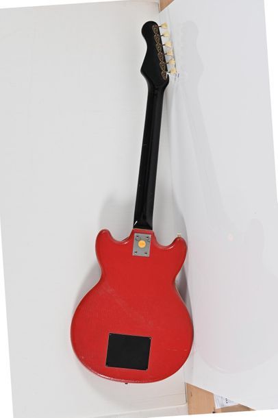 null Guitare HOFNER 164 II, vinyle, Allemagne, vers 1960, 2 micros, plastique rouge...