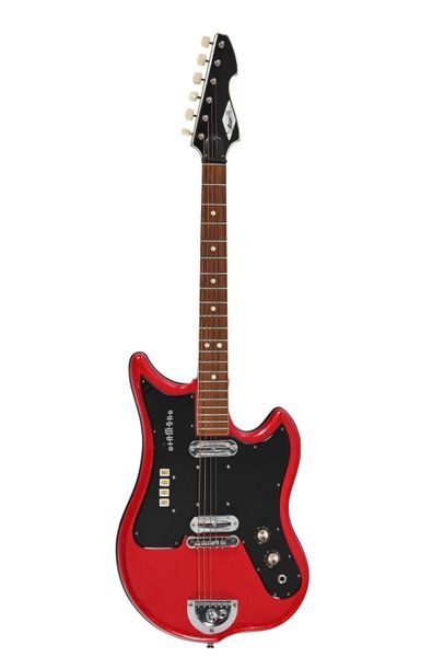  Guitare RANGER, modèle Diamond, Italie, années 1960, 2 micros, rouge paillettes