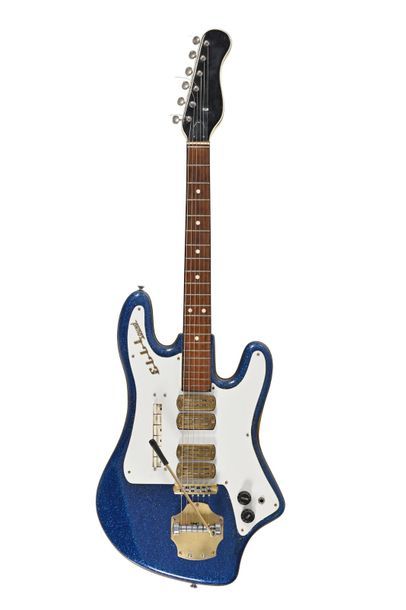 null Guitare CRUCIANELLI Elli Sound, Italie, années 1960, 4 micros, Sparkle blue...