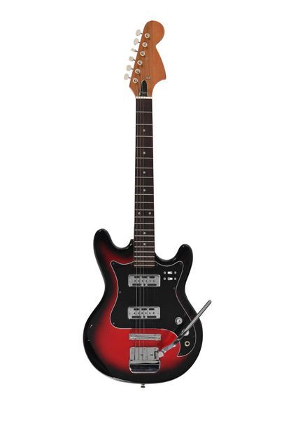 null Guitare Japonaise, style TEISCO, années 1970, 2 micros, redburst